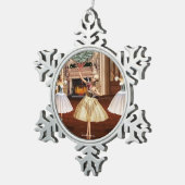 Nutkraker Ballerina Pewter Snowflake Ornament (Rechts)