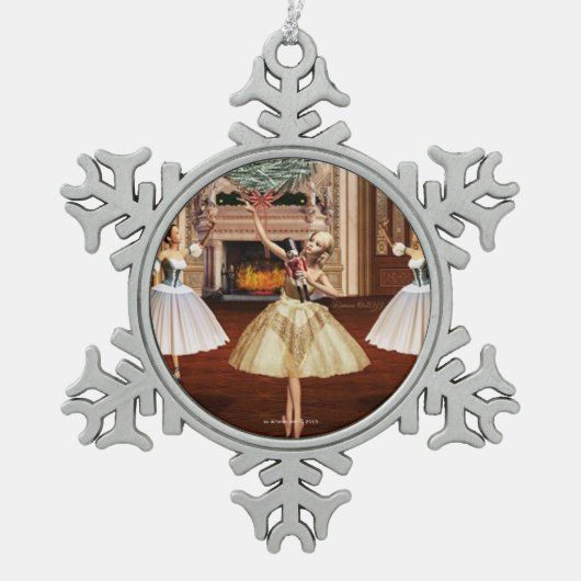 Nutkraker Ballerina Pewter Snowflake Ornament (Voorkant)