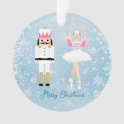 Nutkraker Ballerina Snowflakes Acrylversier Ornament (voorkant)