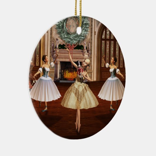 Nutkraker Ballerinas Dubbelzijdig rond Ornament (Rechts)