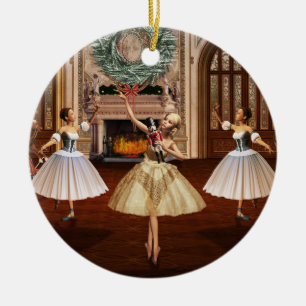 Nutkraker Ballerinas Dubbelzijdig rond Ornament