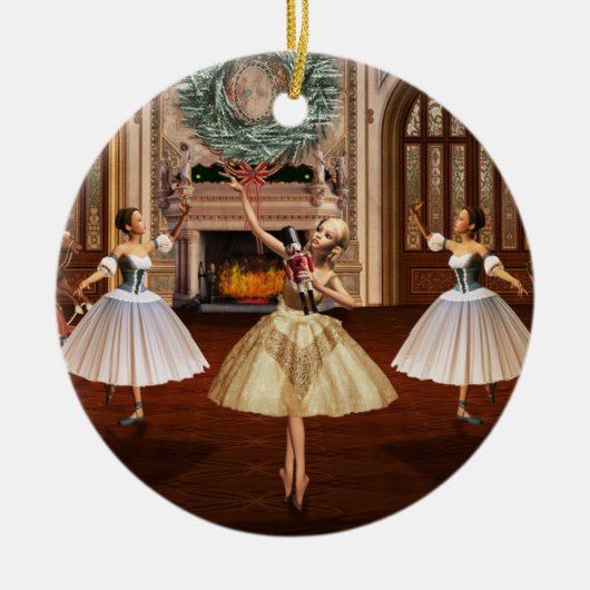 Nutkraker Ballerinas Dubbelzijdig rond Ornament (Voorkant)