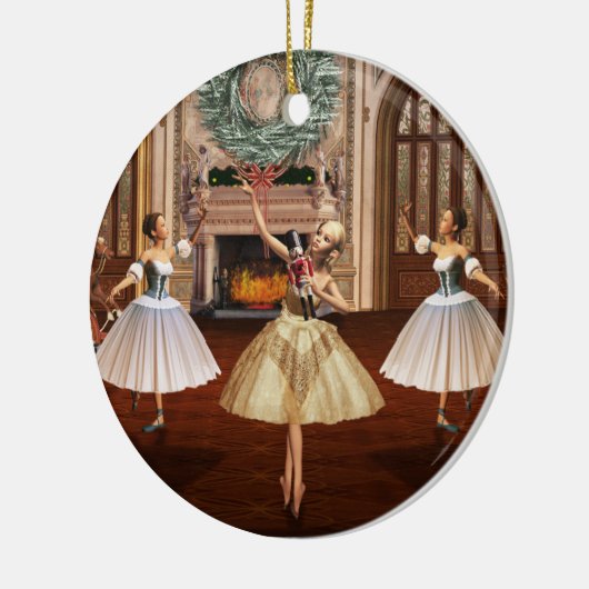 Nutkraker Ballerinas Dubbelzijdig rond Ornament (Links)