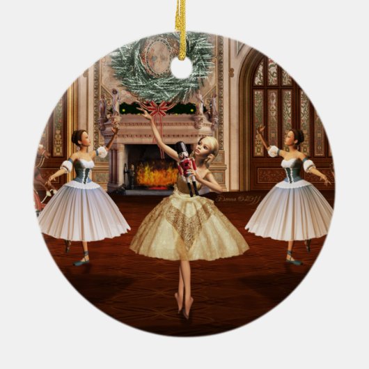 Nutkraker Ballerinas Dubbelzijdig rond Ornament (Achterkant)