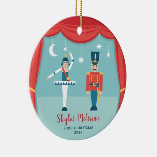 Nutkraker Ballet Aangepaste Baby 1 Kerstmis Keramisch Ornament (Rechts)