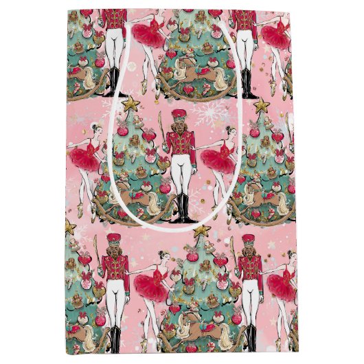Nutkraker Ballet Ballerina Holiday Gift Bag Medium Cadeauzakje (Voorkant)