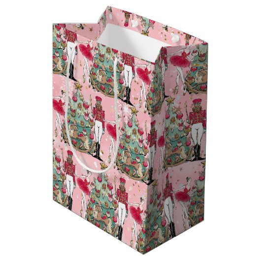 Nutkraker Ballet Ballerina Holiday Gift Bag Medium Cadeauzakje (Achterkant Gekanteld)