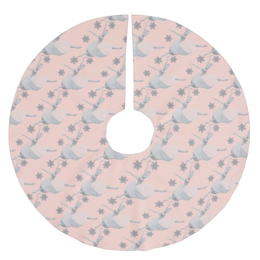 Nutkraker Ballet Ballerina Roos Gold Tree Skirt Kerstboom Rok (Voorkant)