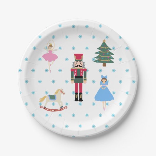 Nutkraker Ballet Illustratie Snowflake Napkins Papieren Bordje (Voorkant)