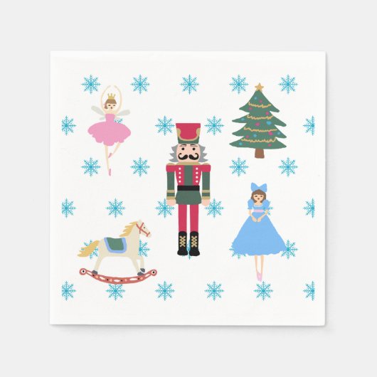 Nutkraker Ballet Illustratie Snowflake Napkins Servet (Voorkant)