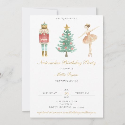 Nutkraker Birthday Ballerina Uitnodigingskerst Save The Date (Voorkant)