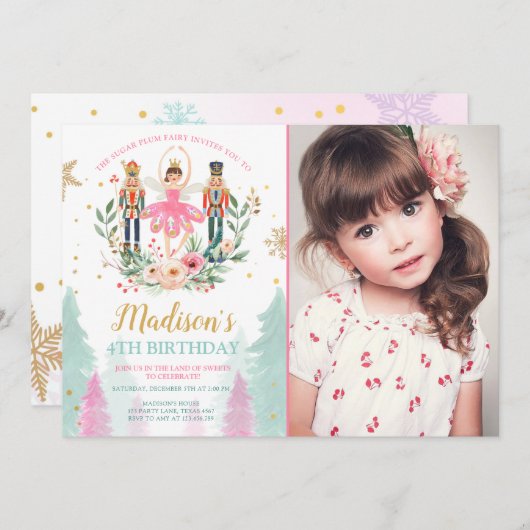 Nutkraker Birthday Girl Ballet Girl Suger Plum Kaart (Voorkant / Achterkant)