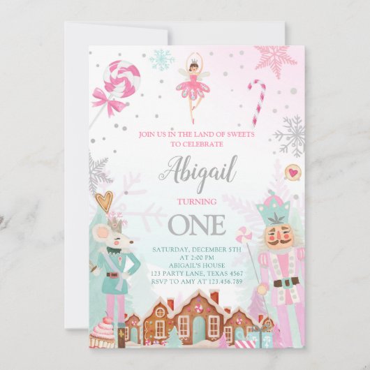 Nutkraker Birthday Girl Land of Sweets Fairy Pink Kaart (Voorkant)