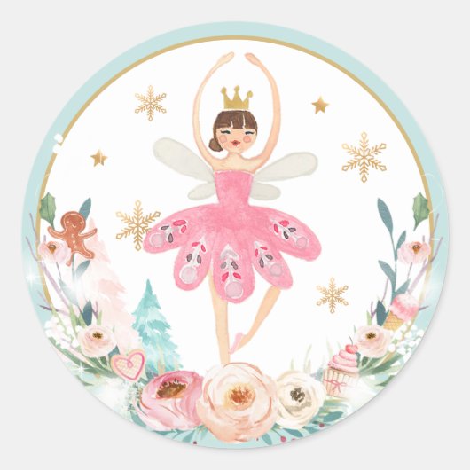 Nutkraker Birthday Sugar Plum Fairy Land van zoet Ronde Sticker (Voorkant)