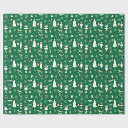 Nutkraker, boom en kerstgewas van Ballerina Cadeaupapier (Vlak)