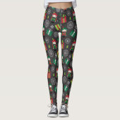 Nutkraker en Cadeaus kerstpatroon op grijs Leggings (Voorkant)