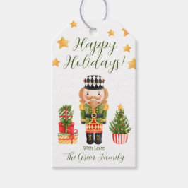 Nutkraker, Gifts, kerstboom Prettige feestdagen Cadeaulabel