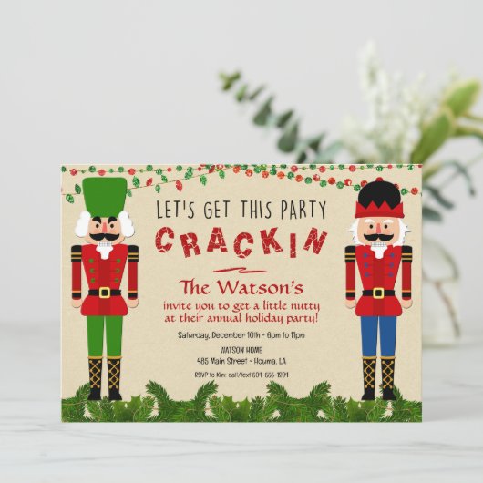 Nutkraker Invitting, kerstkraker Kaart (Staand voorkant)