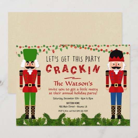 Nutkraker Invitting, kerstkraker Kaart (Voorkant / Achterkant)