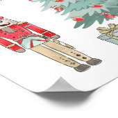 Nutkraker, kerstboom, bubbels, cadeaus poster (Hoek)