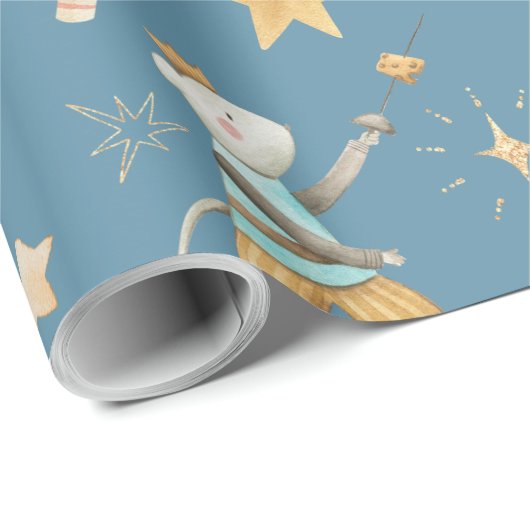 Nutkraker kerstfeestdag blauw cadeaupapier (Rol Hoek)