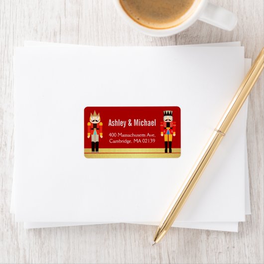 Nutkraker kerstfeestdag Rood Glitter Etiket (Insitu)