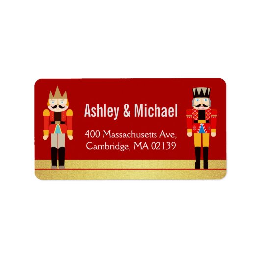 Nutkraker kerstfeestdag Rood Glitter Etiket (Voorkant)