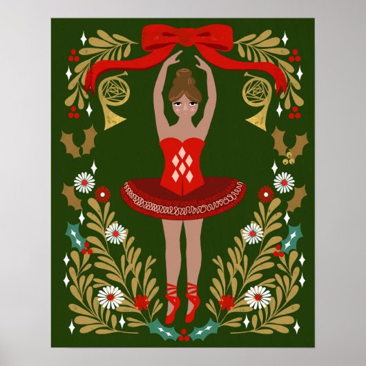Nutkraker Kerstmis Ballerina Poster (Voorkant)