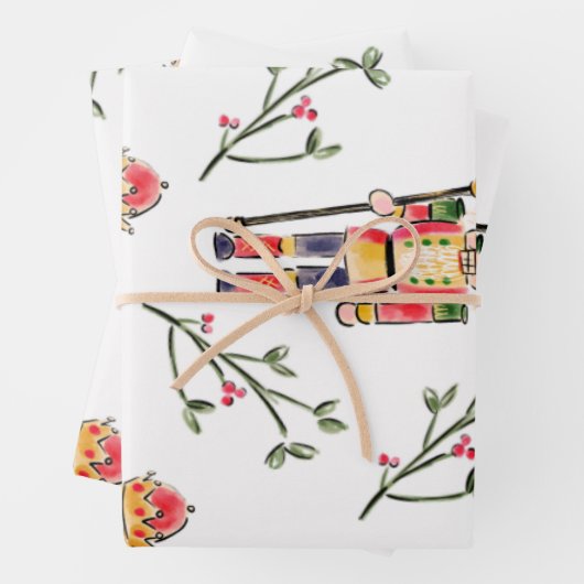 Nutkraker Kerstmis Inpakpapier Vel (In situ)