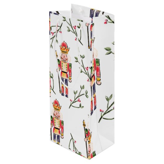 Nutkraker Kerstmis Wijn Cadeautas (Achterkant Gekanteld)