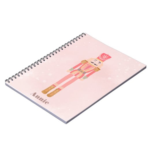 Nutkraker kerstroze pasta notitieboek (Linkerzijde)