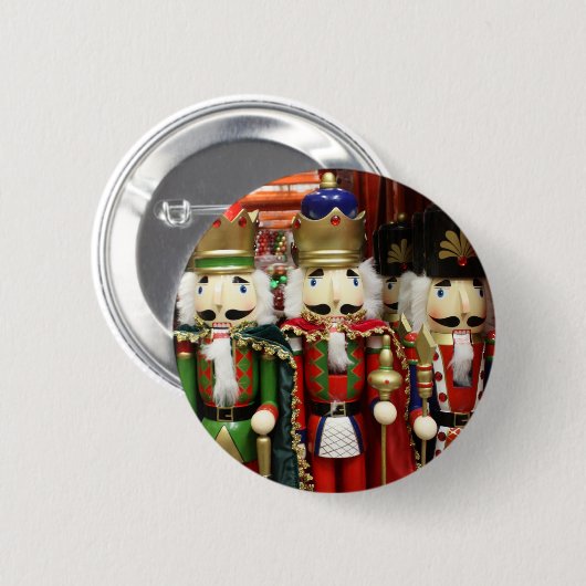 Nutkraker kerstsoldaten ronde button 5,7 cm (Voorkant /achterkant)