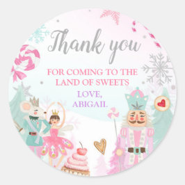 Nutkraker Land van Sweets Girl Birthday Favor Clas Ronde Sticker