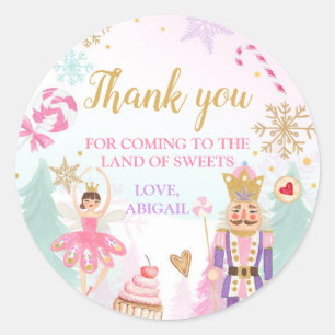 Nutkraker Land van Sweets Girl Birthday Favor Ronde Sticker