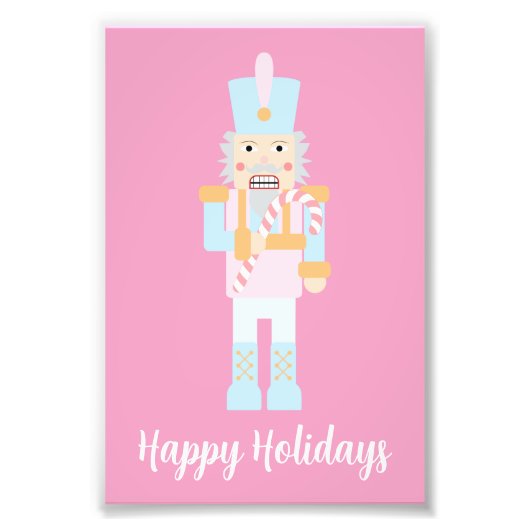 Nutkraker met een snoepriet met groet foto afdruk (Voorkant)