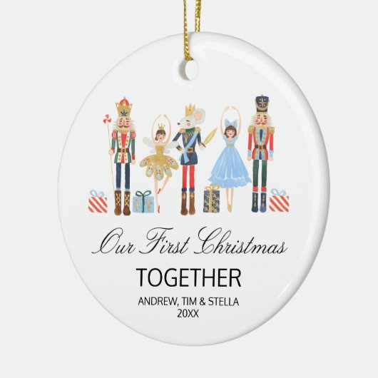 Nutkraker ons eerste kerstfeest samen keramisch ornament (Links)