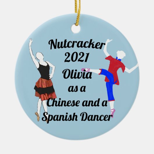 Nutkraker Ornament-Chinese en Spaanse danser Keramisch Ornament (Voorkant)