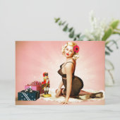 Nutkraker Pin-up Holiday Party Invitation Kaart (Staand voorkant)
