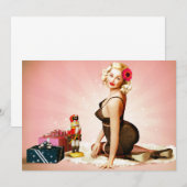 Nutkraker Pin-up Holiday Party Invitation Kaart (Voorkant / Achterkant)