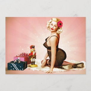 Nutkraker Pin-up Holiday Party Invitation Kaart