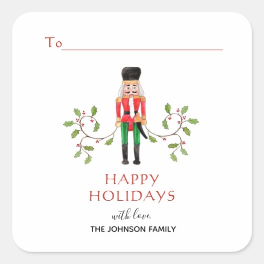 Nutkraker soldaat Prettige feestdagen Gift Vierkante Sticker (Voorkant)