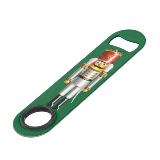 Nutkraker soldaten in witte en groene uniformen speed flessenopener (Voorkant Gekanteld)