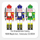 Nutkraker Soldaten Kerstmis Vierkante Sticker (Voorkant)