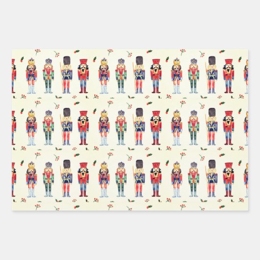 Nutkraker Trio-kerstpapier — Papblad voor kerstins Inpakpapier Vel (Voorkant 2)