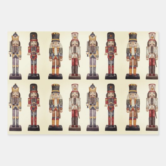 Nutkraker Trio-kerstpapier — Papblad voor kerstins Inpakpapier Vel (Voorkant)