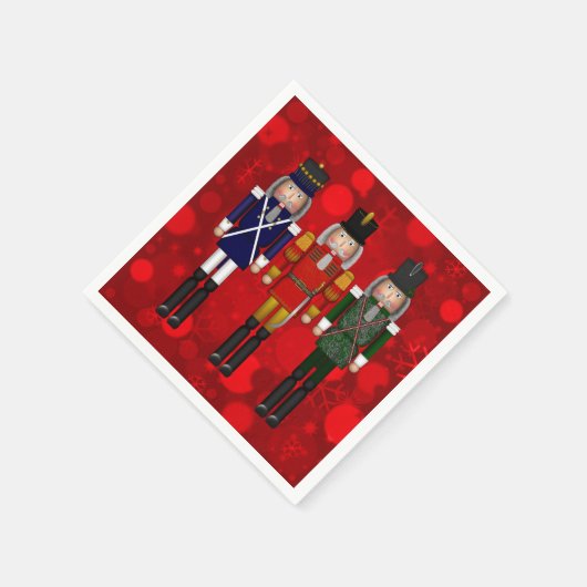 Nutkraker Trio-Red-Bokeh-PAPER PARTY NAPKINS Servet (Hoek)