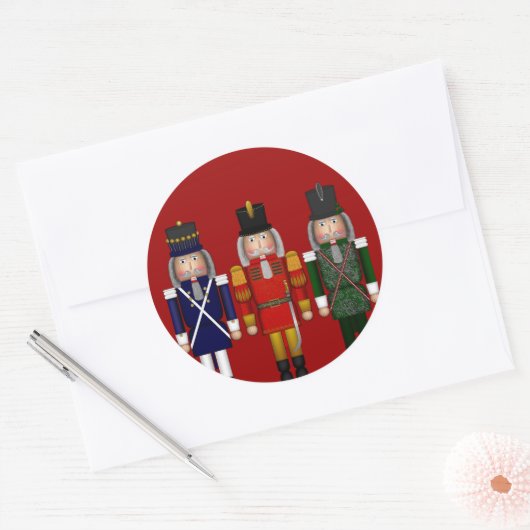 Nutkraker Trio, Rood-ROND STICKERS (Envelop)
