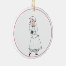 Nutkraker White Lamb Ballerina Personalized Ornam Keramisch Ornament