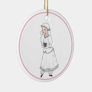 Nutkraker White Lamb Ballerina Personalized Ornam Keramisch Ornament