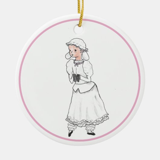 Nutkraker White Lamb Ballerina Personalized Ornam Keramisch Ornament (Voorkant)